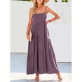 thumbnail image 2 of IROINNID Discount Dress for Women 2023 Casual Cocktail Wedding Guest Dress Summer Loose Dress Strap Beach Long Maxi Summer Dresses For Sundress,Purple, 2 of 6
