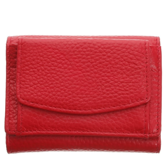 HOMEMAXS Red Leather Mini Wallet for Women with RFID Protection and Large Capacity Storage Solution