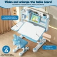 thumbnail image 5 of AurumEdge Height Adjustable Childrens Desk & Chair, Kid's Study Desk And Chair Set, with Bookshelf And Storage Drawer, 50-Degree Tiltable Desktop Study Table, 5 of 9