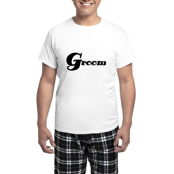 CafePress - Black Groom Men's Light Pajamas - Men's Light Loose Fit Cotton Pajama Set