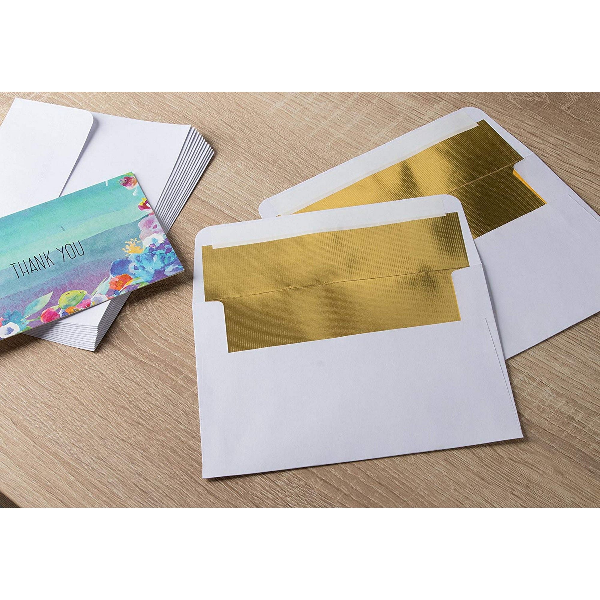 5x7 Envelopes for Invitation 50Pack A7 Gold Foil Lined Luxury