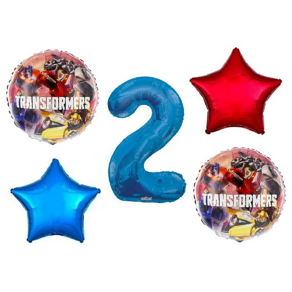 Optimus Prime Bumblebee Transformers 2nd Happy Birthday 5 Piece Party Balloons Decoration Set