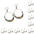 thumbnail image 2 of Qarigey 1 par de pendientes de aro de aleación de piedra artificial para citas, viajes, ganchos para las orejas portátiles, joyería con Madera 10Conjunto, 2 of 6