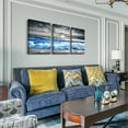 thumbnail image 2 of Wall Decorations For Living Room 3 Piece Canvas Wall Art For Bedroom Office Wall Decor Blue Ocean Wave Seascape Pictures Artwork Black And White Beach Wall Painting Art Modern Home Decor, 2 of 6