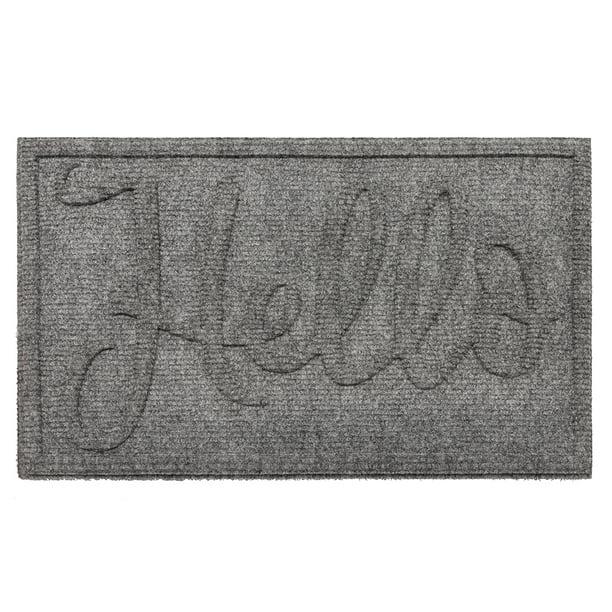 Mainstays Hello Solid Impressions Outdoor Doormat, Gray, 18