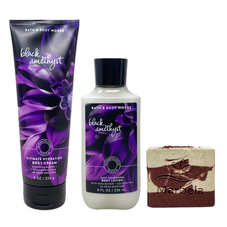 Bath & Body Works Black Amethyst - Ultimate Hydration Body Cream and Daily Nourishing Body Lotion with a Cherry On Top Bar Soap