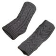 thumbnail image 2 of Dyfzdhu Women Winter Warm Fingerless Gloves Crochet Thumbhole Knit Wrist Warmers Mittens Dark Gray, 2 of 4
