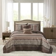 thumbnail image 2 of Pemberly Row 5-Piece Polyester Cotton Faux Silk Bedspread Set in Brown, 2 of 15