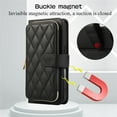 thumbnail image 4 of YEYKX Wallet Case for iPhone 16 Pro Max 6.9inch with Wrist/Shoulder Strap, 9 Card Slots Zipper Purse Luxury Leather Stand Checkered Cell Phone Cover,Black,For iPhone 16 Pro Max, 4 of 10