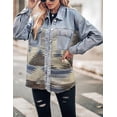 thumbnail image 2 of HSHDLDF Veste en Denim Aztèque pour Femmes, Col à Revers, Manches Longues, Vintage, Boutonnée, 2 of 7