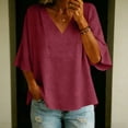 thumbnail image 4 of Womens Gauze Tops Summer Casual Peasant Blouse Linen Cotton Oversized Vneck Dressy Shirt Boho Flowy Long Sleeve Shirt, 4 of 6