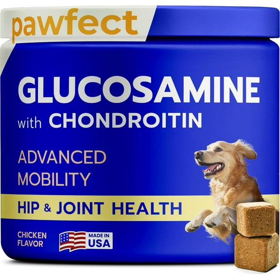 Pawfect Mobility - Glucosamine Treats for Dogs - Hip & Joint Health Supplement Chews w/Omega-3, Chondroitin, MSM - Made in USA - Joint Pain Relief - Hip & Joint Care - 120ct