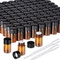 thumbnail image 1 of Vial de aceite esencial Teenitor, vidrio ámbar, 2 ml x 100, con tapas, 1 of 8