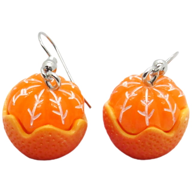 1 par de pendientes con forma de naranja, bonitos pendientes de moda para mujer.