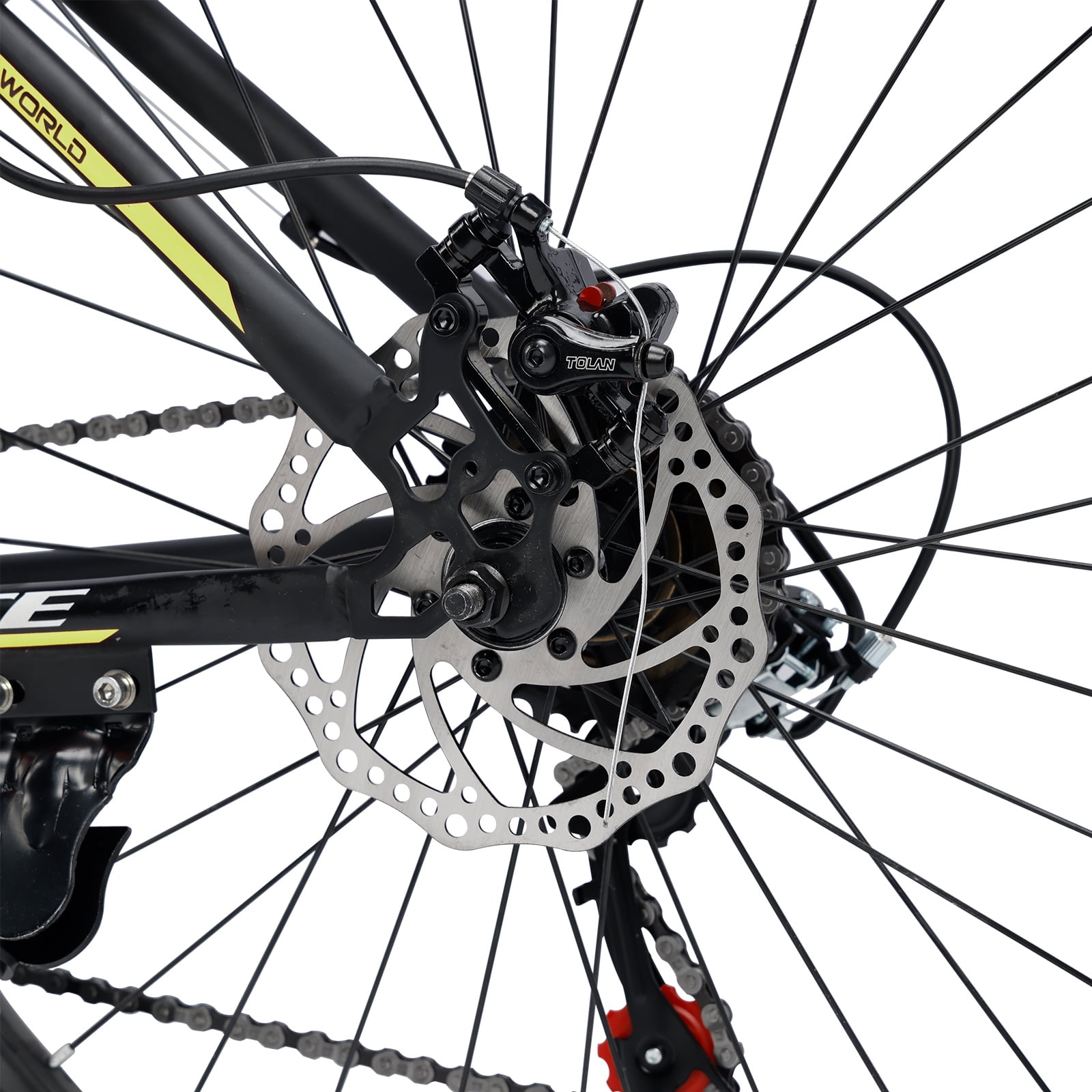26" Spoke Wheel 24 Speed Mountain Bicycle Adult Bike MTB w/ fender Red & Yellow