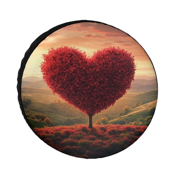 Tree of Love Camping Spare Tire Cover Love Heart Tree Weatherproof Wheel Protectors Universal Fit for Trailer SUV Truck Camper Travel Trailer 12inch
