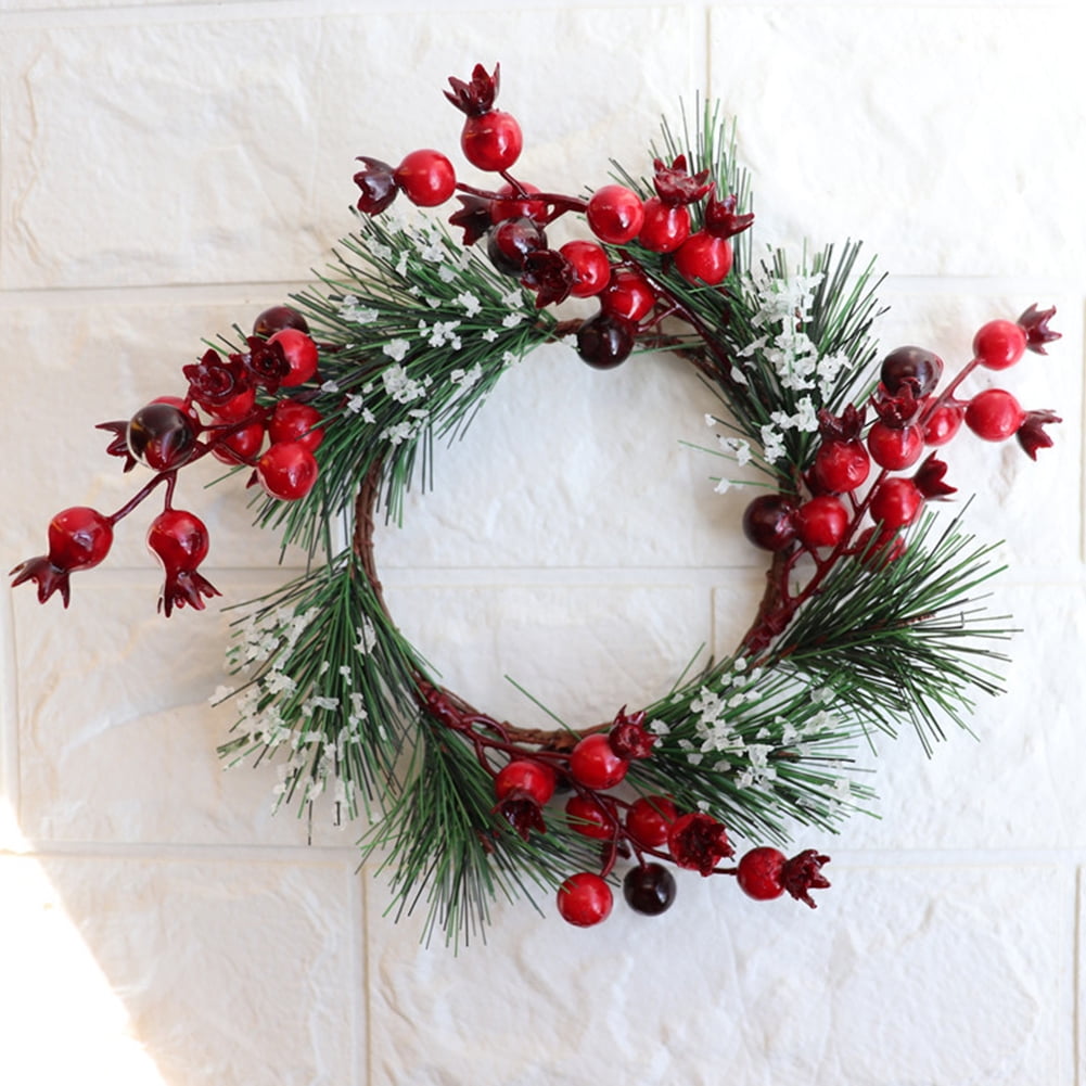 4.3&quot; Artificial Christmas Berry Wreath with Green Pine Needle for Xmas