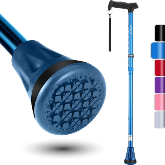 Bastón Rehand plegable, ajustable, plegable, azul