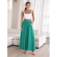 thumbnail image 4 of Women Casual High Waist Spring Fall Solid Color Long Wide Leg Pants Casual with Pockets Green M, 4 of 9