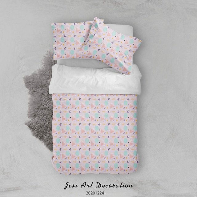 3D Dibujado a mano Memphis Patrón Rosa Funda nórdica Set Ropa de Cama Set Funda Nórdica