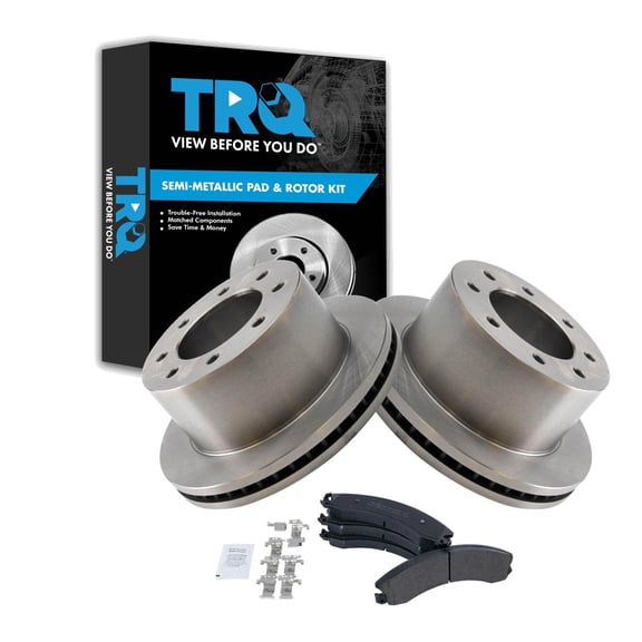 TRQ Rear Brake Pad & Rotor Kit Brake Pads Brake Rotor Semi-Metallic Fits Select 2011-2019 Chevrolet Silverado 3500 HD GMC Sierra 3500 HD