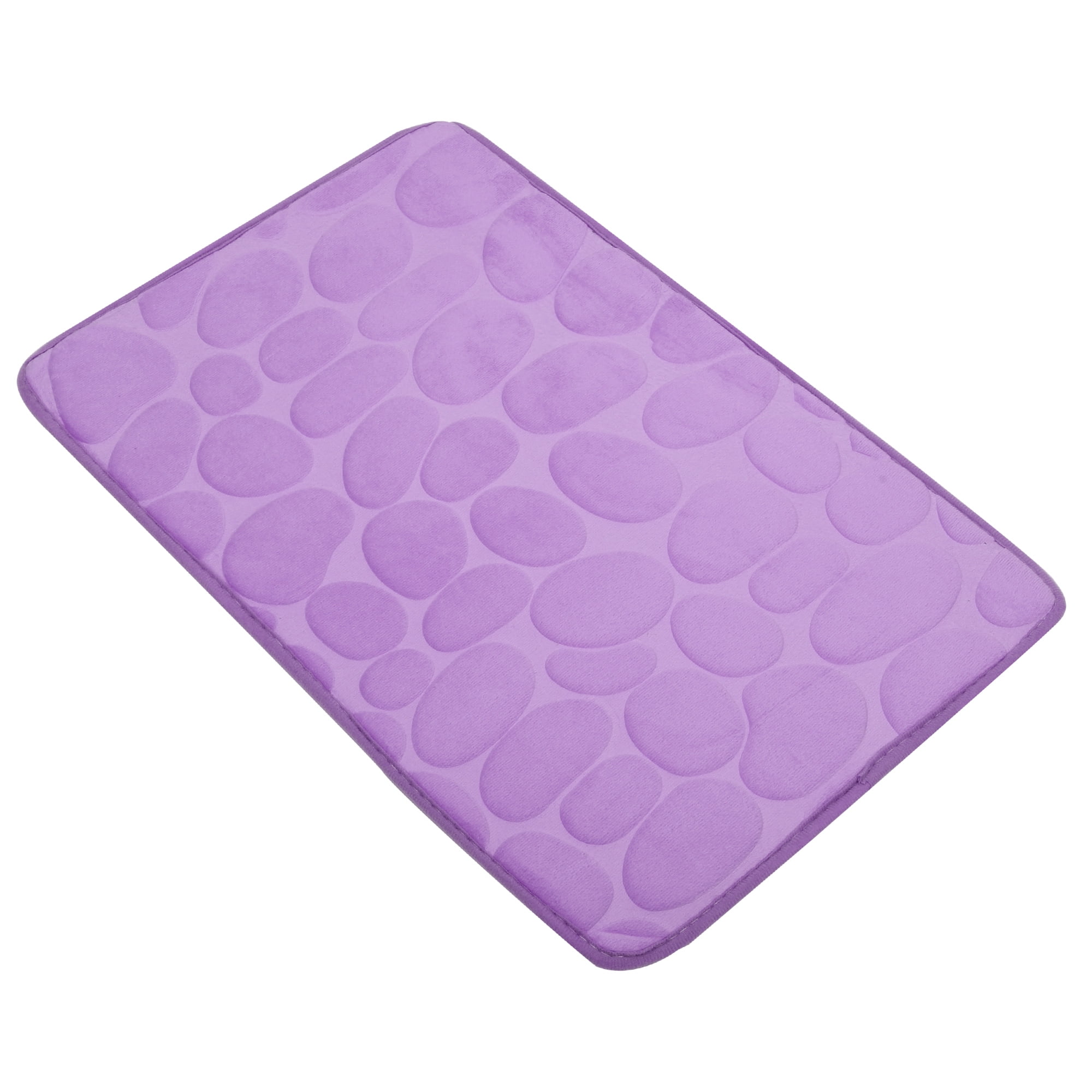 Unique Bargains Cobblestone Pattern Bathroom Rugs Polyester Bath Mat Machine Washable Purple
