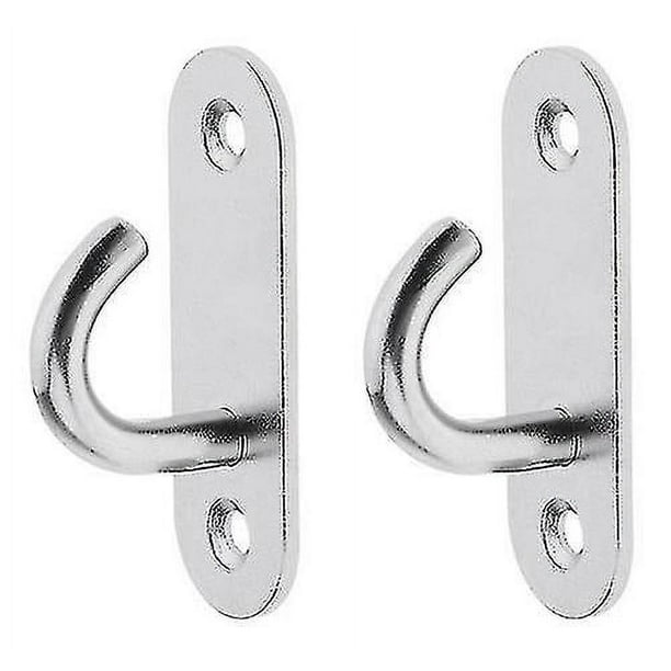 2 ganchos de acero inoxidable para techo, con hebilla ovalada y cierre fijo para puerta.