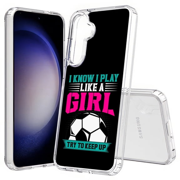TalkingCase Slim Fit Phone Case Compatible for Samsung Galaxy S25(Not S25 Plus/Ultra), Keep Up Girl Soccer2 Print, Lightweight,Flexible, USA Print