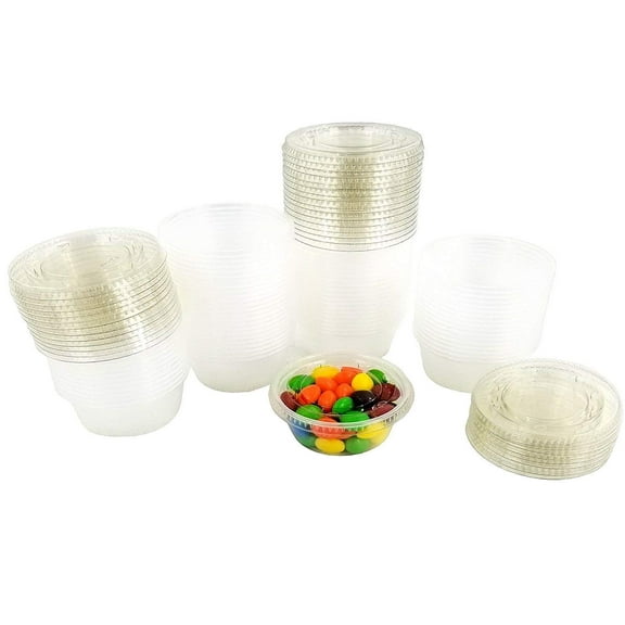2 oz. Disposable Translucent Portion Food Cups Souffle Cups/Jello Shot Cups with Lids (Pack of 800 Sets)