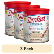 (3 pack) SlimFast Original Meal Replacement Shake Powder, French Vanilla, 12.83 oz, 14 servings