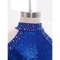 thumbnail image 7 of iiniim Girls Sequin Rhinestones Crop Top Cold Shoulder Long Sleeve Sparkle Tee Hip Hop Jazz Dance Shirt Royal Blue 8, 7 of 7