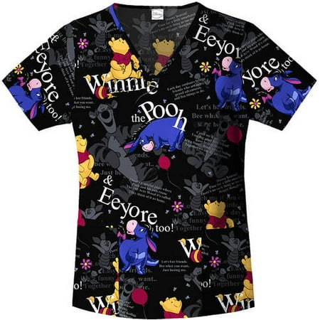 Disney Women's Collection Easy Breezy Days V-Neck Scrub Top