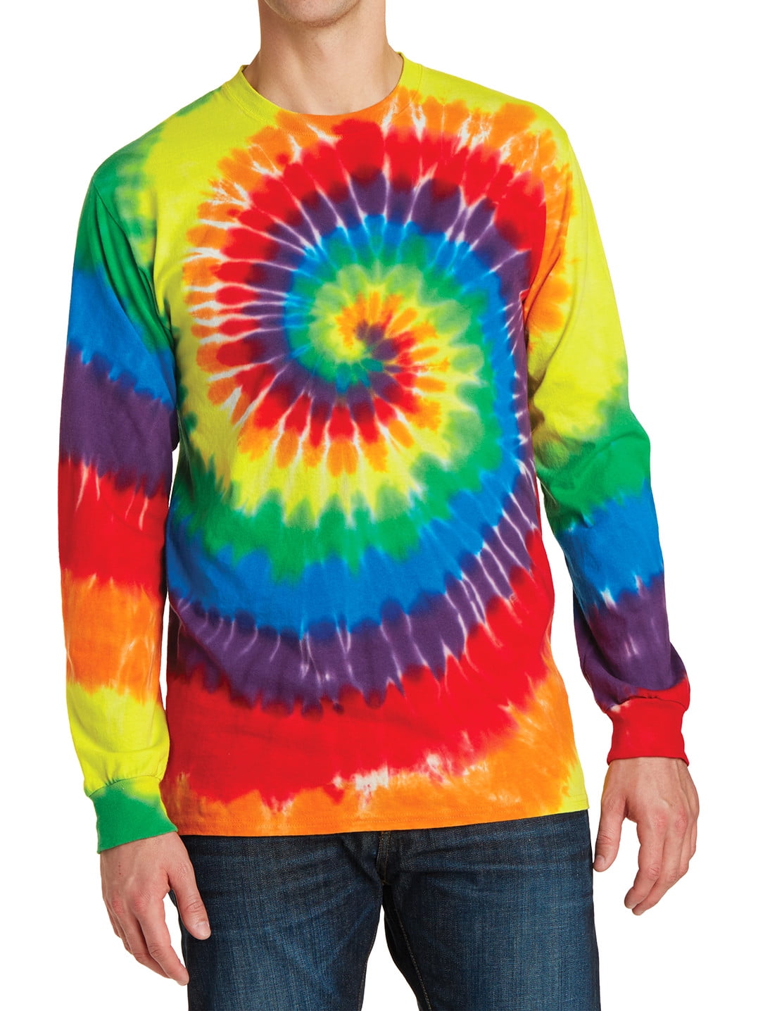 Men's Specialty TieDye Long Sleeve Throwback Look Tee Rainbow 3XLarge