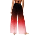 thumbnail image 3 of Mesh Beach Cover Up Pants for Women High Waisted Ombre Gradient Wide Leg Sheer Trousers Loose Fit Breathable Swimwear Outfits for Cruise, 3 of 7