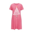 thumbnail image 2 of Chemises de Nuit Grande Taille pour Femmes, Noël, Manches Courtes, Robe de Nuit, Col Rond, Rose Vif, 4TG, 2 of 5
