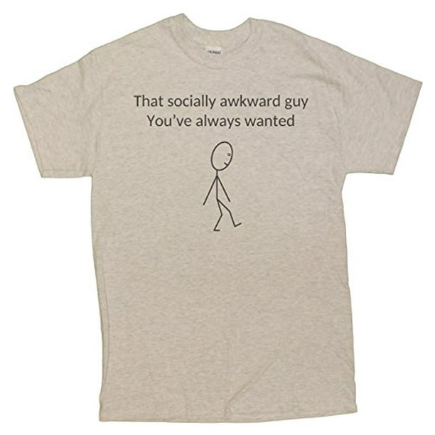 Men's Socially Awkward Funny Nerd T-shirt (Ash, 2X-Large) 