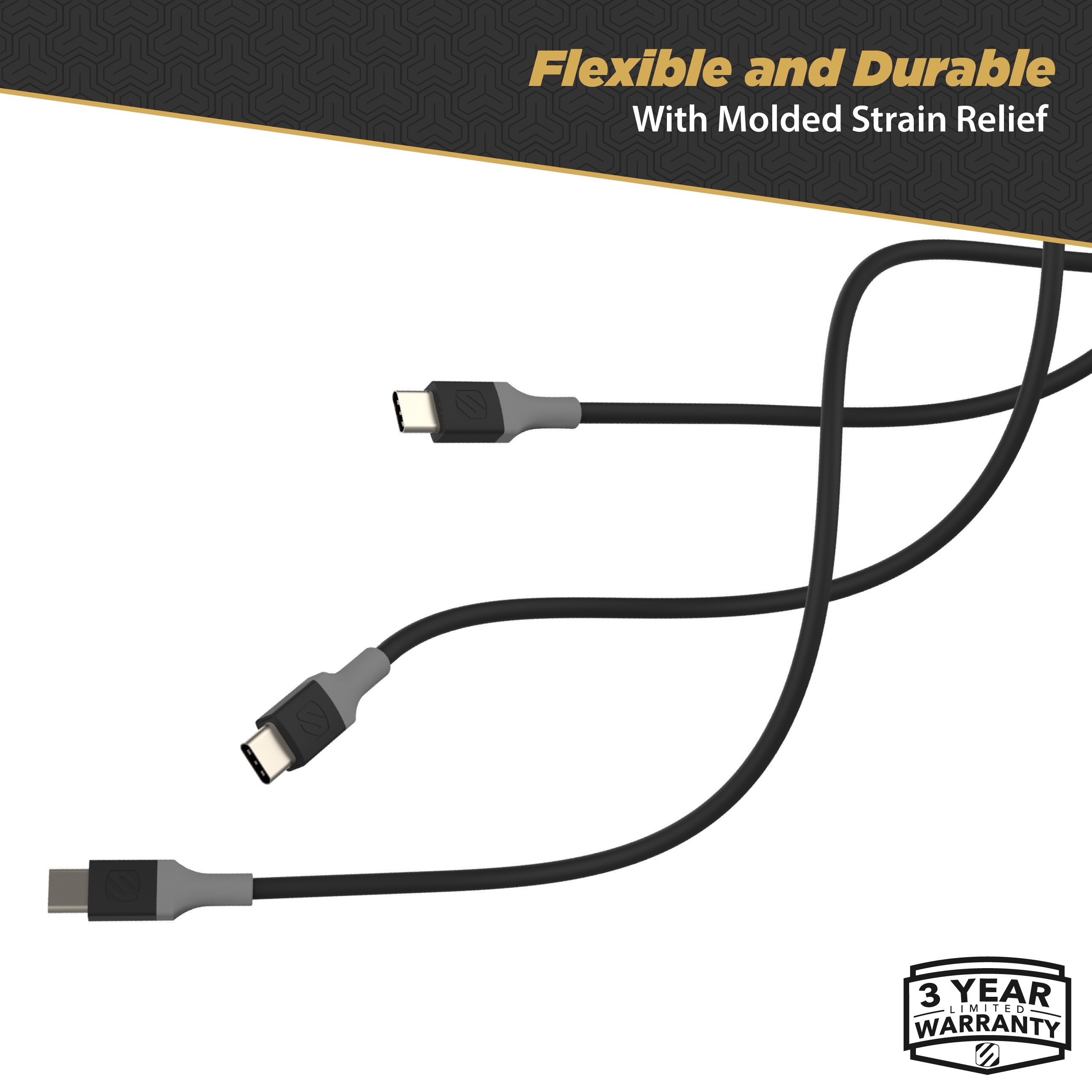 Scosche Ca4by-Sp Strikeline USB-A to USB-C & Sync Cable 4 ft. Space Gray - image 3 of 6