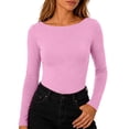 thumbnail image 4 of NominalSnug Womens Boat Neck Tops Long Sleeve Undershirts Slim Fit Base Layer Top Soft Basic Tees Fall Outfits, 4 of 8