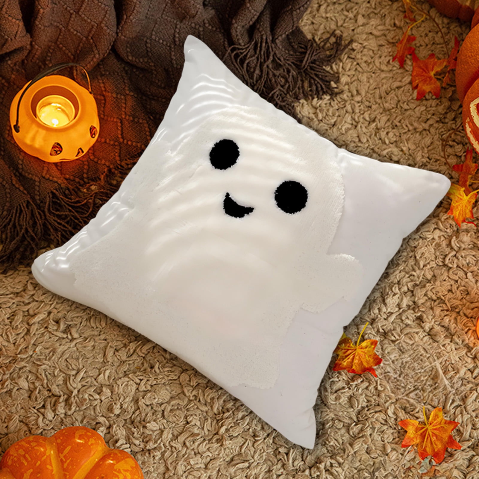 Room Decor Qwtwty Embroidered Ghost Home Decor Halloween Pumpkin Web Cushion Back Cushion Pillowcase