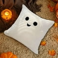 thumbnail image 2 of Xuniizn Halloween Pillows Covers 18x18", White Halloween Pillowcase, Embroidered Ghost Home Decor Pillow Covers for Linen Sofa Bed Throw Cushion Pillows Halloween Decorations, 2 of 7