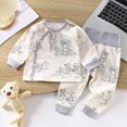 thumbnail image 2 of xaweyi Toddler Boys Girls Warm Two Piece Clothing Outfit Long Sleeve Tops and Pants Casual Homewear Suit for Autumn Winter Size 9-12 Months, 2 of 6