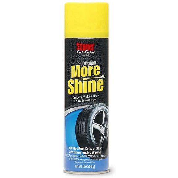 Stoner Car Care 91044 12-Ounce More Shine Original Tire Dressing Spray for Tire and Wheel Care and Long Lasting Tire Shine Rain Resistant Make Faded Tires Look New, Pack of 1