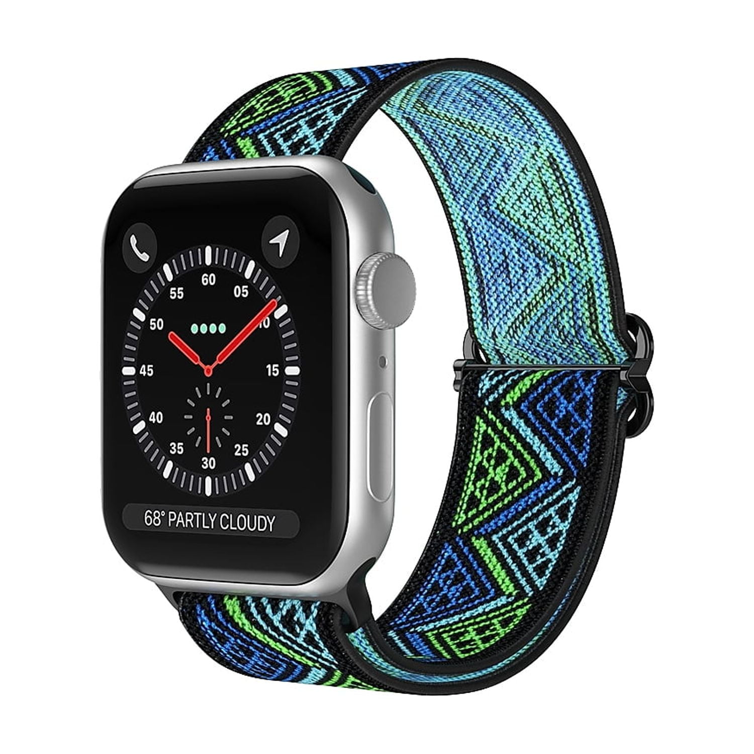 Worryfree Gadgets Nylon Loop Sports Wristband for Apple Watch Blue Green Triangles 38/40/41mm