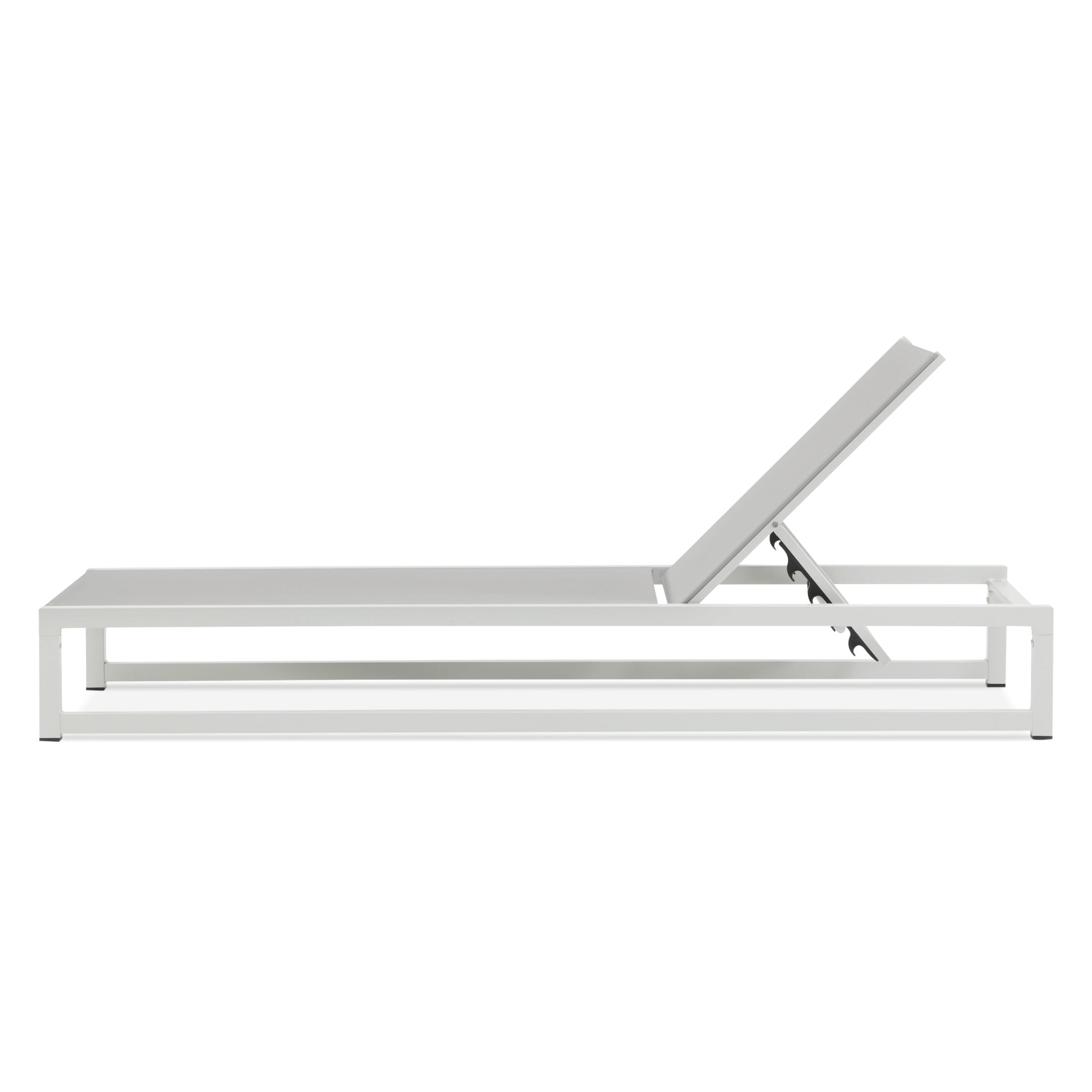 Christopher Knight Home Outdoor Chaise Lounge with 5-Level Adjustable Backrest, White and Light Gray