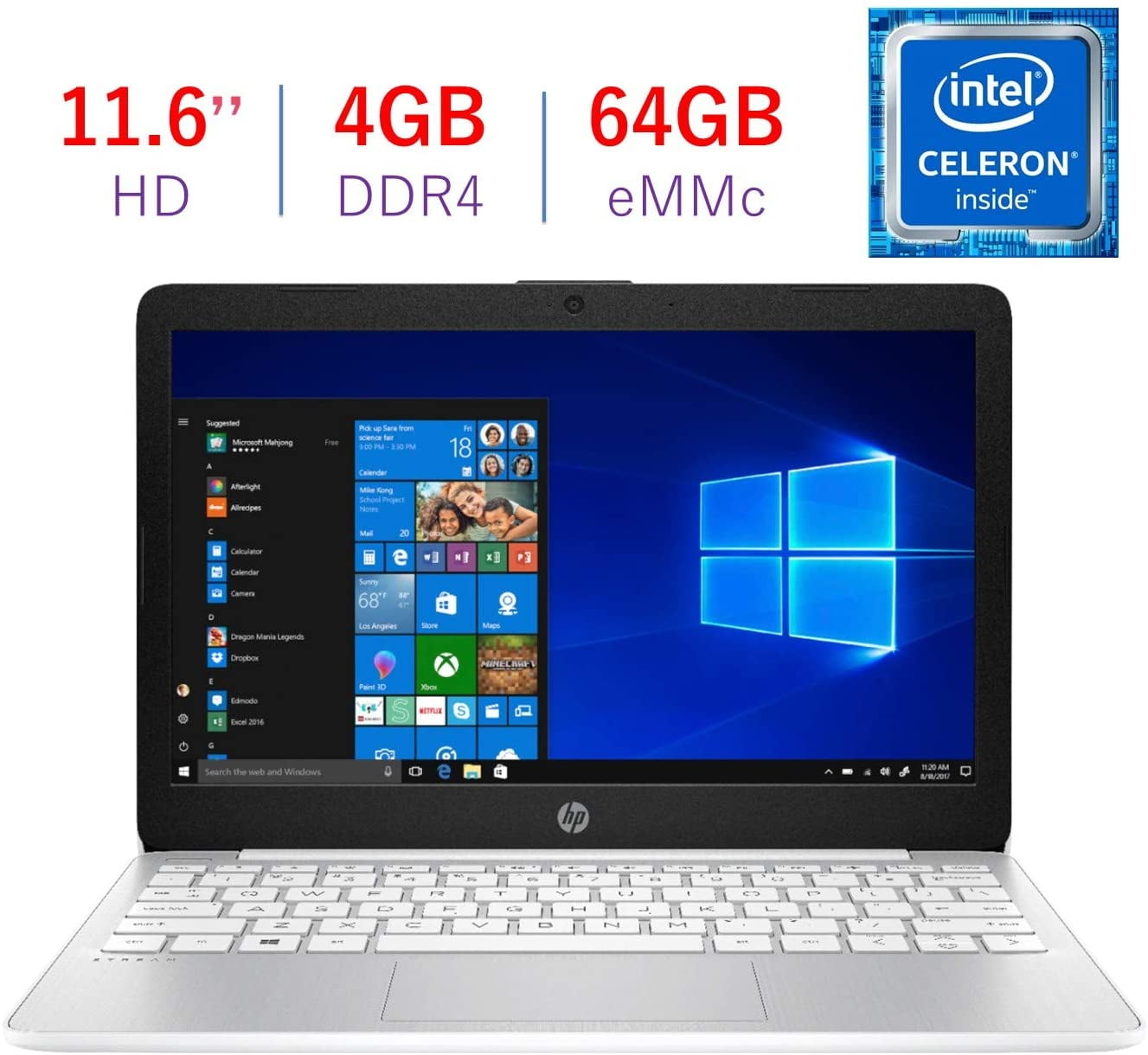 Menagerry broeden Verbanning HP Stream 11.6-inch Laptop, Intel Celeron N4000 up to 2.6 GHz, 4GB DDR4  RAM, 64GB eMMC, Bluetooth, Webcam, WiFi, HD Audio, One-Year Office 365  Included, Windows 10 S w/Mazepoly Mousepad - Walmart.com