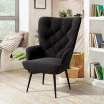Daluvenix Adjustable Legs Accent Chair, Velvet/Leather Upholstery, High Wide Armrest & Thick Pad, 300LBS Weight Capacity Single Sofa, Black