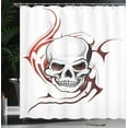thumbnail image 4 of Ambesonne Tattoo Shower Curtain, Scary Wild Skull Tribal, 69"Wx75"L, White and Red, 4 of 5