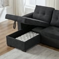 GEXPUSM Sleeper Sofa, Modern Convertible Black Sofa Bed with Pull Out Couch Bed, L Shaped Sofa