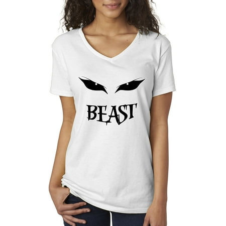 New Way 611 - Women's V-Neck T-Shirt Beast Mode Eyes Grin