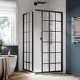 thumbnail image 2 of Sunny Shower 34"D×34"W×72"H Corner Entry Sliding Shower Doors Shower Enclosure,1/4" Clear Glass,Black Check Finish, 2 of 11